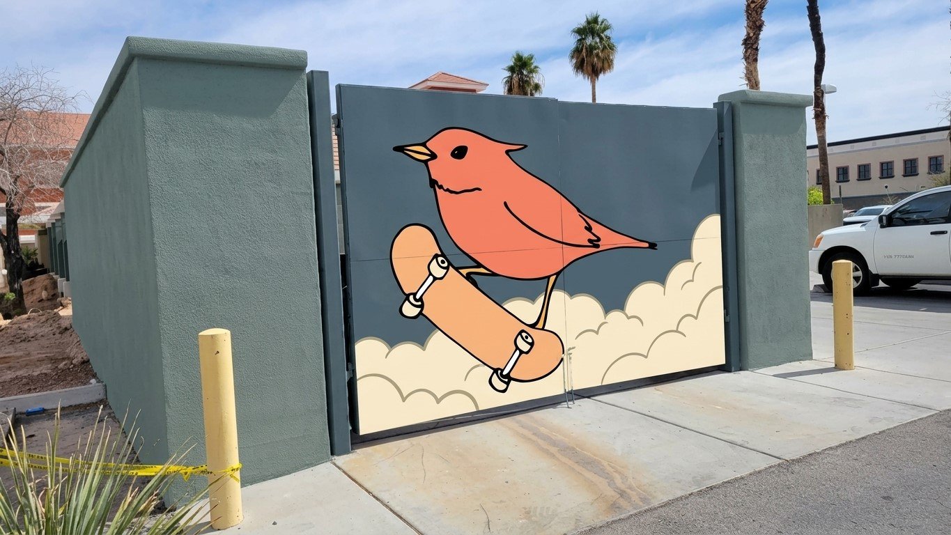 Trash Corral Mural Bird Art Las Vegas